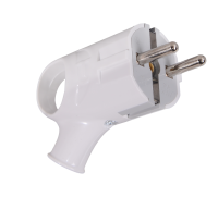 Вилка угловая с ушком с/з, белая 16А 250В Вихрь Вилка угловая с ушком с/з, белая 16А 250В Вихрь